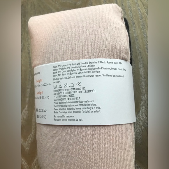 Gymboree 2 pack NWT pink blush (ballet pink) & black size 5-6 yrs footed tights - Picture 3 of 3